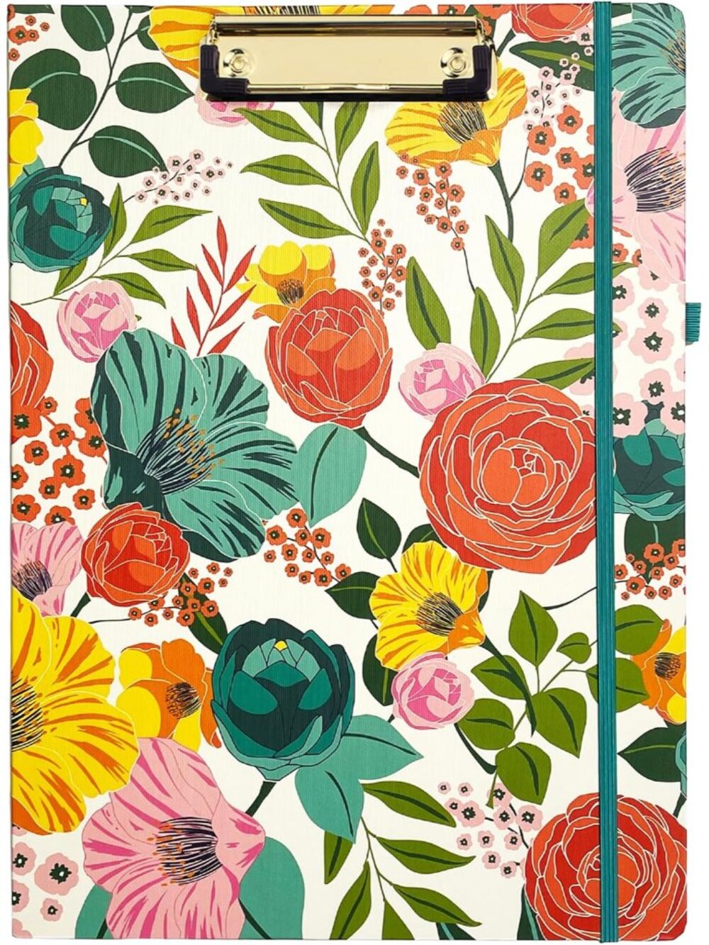 Steel Mill & Co. Cute Clipboard Folio with Notepad, Garden Blooms Cream